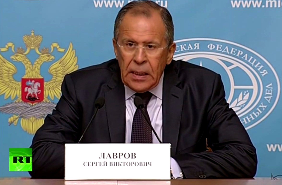 Пресс-конференция министра иностранных дел России Сергея Лаврова